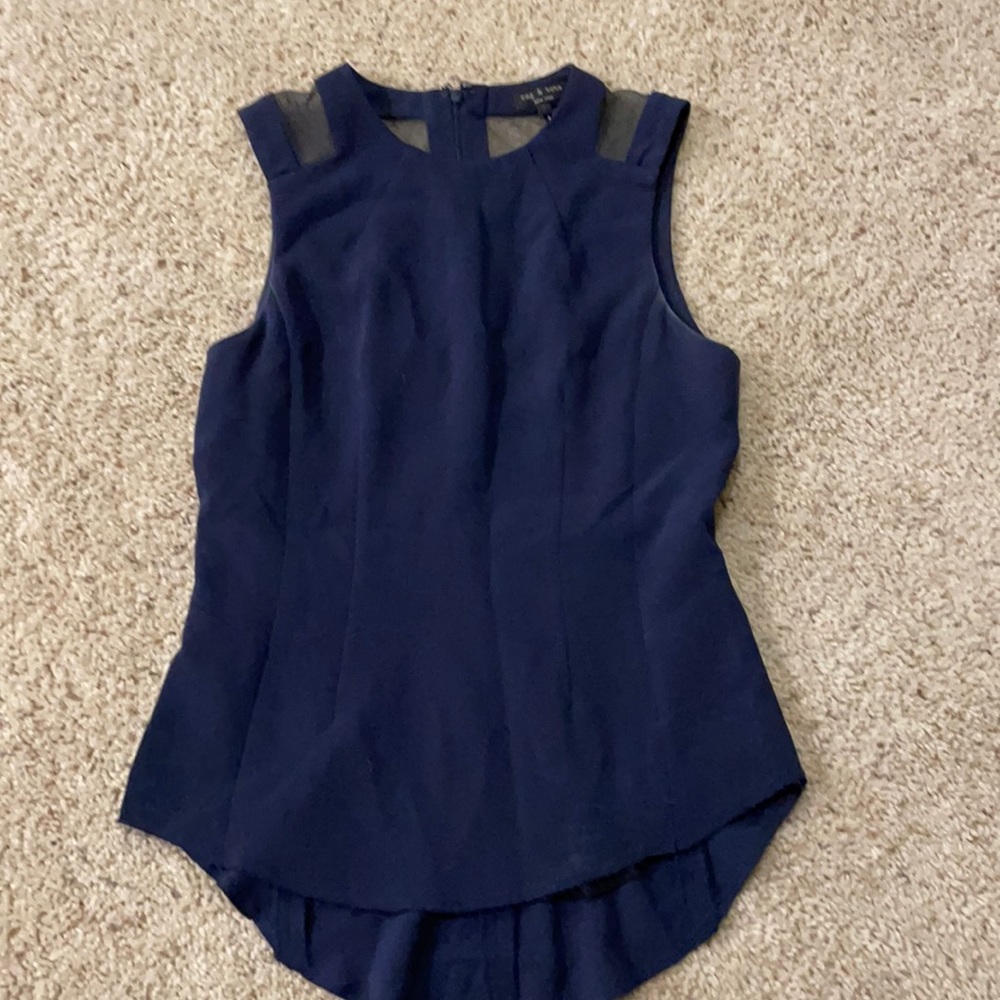 Rag and Bone Navy Peplum Top